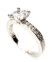 Load image into Gallery viewer, 14k White Gold Plated 1 Ct. Solitaire CZ Simulated Diamond Ring MariaKinz