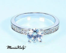 Load image into Gallery viewer, 14k White Gold Plated 1 Ct. Solitaire CZ Simulated Diamond Ring - MariaKinz