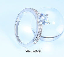 Load image into Gallery viewer, 14k White Gold Plated 1 Ct. Solitaire CZ Simulated Diamond Ring MariaKinz