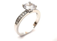 Load image into Gallery viewer, 14k White Gold Plated 1 Ct. Solitaire CZ Simulated Diamond Ring MariaKinz