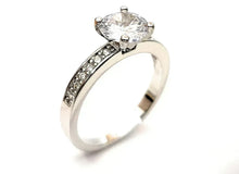 Load image into Gallery viewer, 14k White Gold Plated 1 Ct. Solitaire CZ Simulated Diamond Ring - MariaKinz