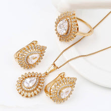 Load image into Gallery viewer, 18K Gold plated, CZ Pear Diamond cut and crystal jewelry set MariaKinz
