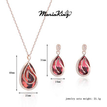 Load image into Gallery viewer, 18K Gold plated Tear Drop Ruby Color Crystal Fashion Necklace Set MariaKinz