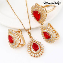 Load image into Gallery viewer, 18K Gold plated, simulated red ruby and crystal jewelry set MariaKinz
