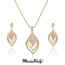 Load image into Gallery viewer, 18K Rose Gold Plated 92.5 Silver Leaf Heart Necklace Set MariaKinz