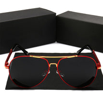 Load image into Gallery viewer, Advanced Aviator Polarized Sunglasses HD Lens Red Frame-Black Lens Gold Highlights MariaKinz