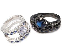 Load image into Gallery viewer, Blue Heart Ring Set Day and Night Combo By MariaKinz MariaKinz