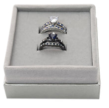 Load image into Gallery viewer, Blue Heart Ring Set Day and Night Combo By MariaKinz MariaKinz