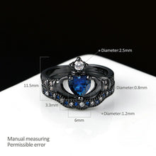 Load image into Gallery viewer, Blue Heart Ring Set Day and Night Combo By MariaKinz MariaKinz