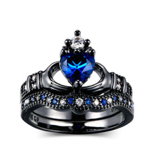 Load image into Gallery viewer, Blue Heart Ring Set Day and Night Combo By MariaKinz MariaKinz