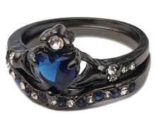 Load image into Gallery viewer, Blue Heart Ring Set Day and Night Combo By MariaKinz MariaKinz