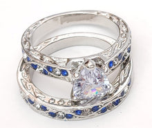 Load image into Gallery viewer, Blue Heart Ring Set Day and Night Combo By MariaKinz MariaKinz