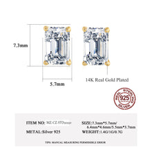 Load image into Gallery viewer, Cubic Zirconia Rectangular Stud Earrings (2.75 Ct. t.w.) Gold Plated 925 Stamped Silver MariaKinz