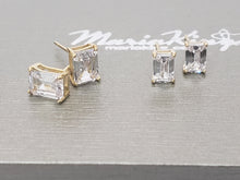 Load image into Gallery viewer, Cubic Zirconia Rectangular Stud Earrings (2.75 Ct. t.w.) Gold Plated 925 Stamped Silver MariaKinz