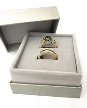 Load image into Gallery viewer, Gold Plated Paved & Round Emerald Color CZ Halo Ring with Band, Created for MariaKinz MariaKinz