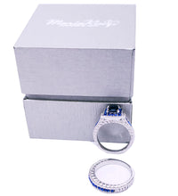 Load image into Gallery viewer, Gold Plated Silver Created Sapphire Blue Element Zirconia Antique Ring set MariaKinz