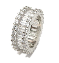 Load image into Gallery viewer, Gold Plated Stainless Steel Simulated Emerald Cut Eternity Band Ring MariaKinz