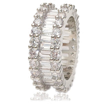 Load image into Gallery viewer, Gold Plated Stainless Steel Simulated Emerald Cut Eternity Band Ring MariaKinz