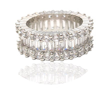 Load image into Gallery viewer, Gold Plated Stainless Steel Simulated Emerald Cut Eternity Band Ring MariaKinz