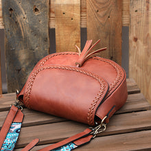 Load image into Gallery viewer, MariaKinz Flap Saddle Crossbody Handbag with Tassel for Women