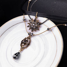 Load image into Gallery viewer, Layered Black Choker Fashion Necklace With Star Pendants by MariaKinz MariaKinz