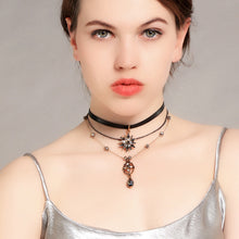 Load image into Gallery viewer, Layered Black Choker Fashion Necklace With Star Pendants by MariaKinz MariaKinz