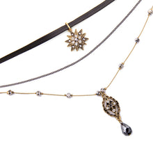 Load image into Gallery viewer, Layered Black Choker Fashion Necklace With Star Pendants by MariaKinz MariaKinz