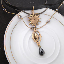 Load image into Gallery viewer, Layered Black Choker Fashion Necklace With Star Pendants by MariaKinz MariaKinz