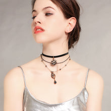 Load image into Gallery viewer, Layered Black Choker Fashion Necklace With Star Pendants by MariaKinz MariaKinz