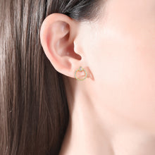 Load image into Gallery viewer, MariaKinz 14K Gold Pated 925 Stamped Silver Circle Stud Earrings MariaKinz