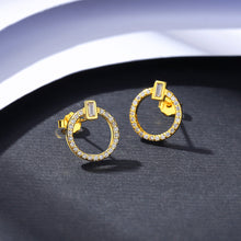 Load image into Gallery viewer, MariaKinz 14K Gold Pated 925 Stamped Silver Circle Stud Earrings MariaKinz