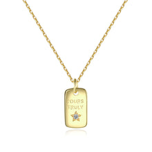 Load image into Gallery viewer, MariaKinz 14K Gold Plated Sterling Silver Yours Truly Bar Star Necklace MariaKinz