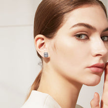 Load image into Gallery viewer, MariaKinz 18K White Gold Plated Diamond Color CZ Emerald Cut Stud Earrings MariaKinz