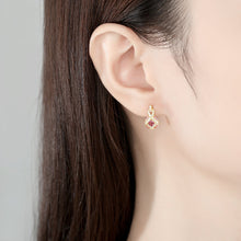 Load image into Gallery viewer, MariaKinz 925 Stamped Gold Plated Created Ruby Cluster Infinity Earrings for Women MariaKinz