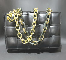 Load image into Gallery viewer, MariaKinz Black Woven Crossbody/Shoulder Handbags With Acrylic Tote Handle MariaKinz