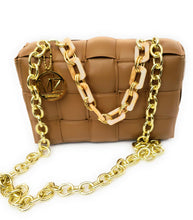 Load image into Gallery viewer, MariaKinz Black Woven Crossbody/Shoulder Handbags With Acrylic Tote Handle MariaKinz