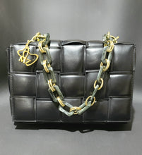 Load image into Gallery viewer, MariaKinz Black Woven Crossbody/Shoulder Handbags With Acrylic Tote Handle MariaKinz
