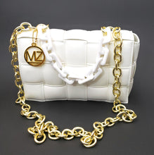 Load image into Gallery viewer, MariaKinz Black Woven Crossbody/Shoulder Handbags With Acrylic Tote Handle MariaKinz