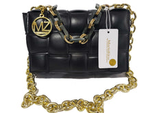 Load image into Gallery viewer, MariaKinz Black Woven Crossbody/Shoulder Handbags With Acrylic Tote Handle MariaKinz