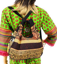 Load image into Gallery viewer, MariaKinz Bohemian Style Woven Hobo Bag Convertible to Backpack with Adjustable Strap Blue MariaKinz