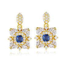Load image into Gallery viewer, MariaKinz Designer Created Sapphire Silver Starling Drop Earrings for Women MariaKinz