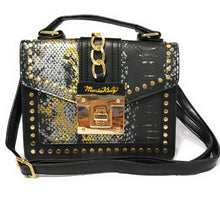 Load image into Gallery viewer, MariaKinz Fashion Bag: Square Crossbody/Shoulder with Top Handle Black Bag MariaKinz