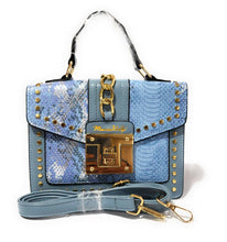 Load image into Gallery viewer, MariaKinz Fashion Bag: Square Crossbody/Shoulder with Top Handle Blue Bag MariaKinz