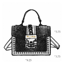 Load image into Gallery viewer, MariaKinz Fashion Bag: Square Crossbody/Shoulder with Top Handle Blue Bag MariaKinz