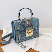 Load image into Gallery viewer, MariaKinz Fashion Bag: Square Crossbody/Shoulder with Top Handle Blue Bag MariaKinz