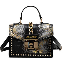 Load image into Gallery viewer, MariaKinz Fashion Bag: Square Crossbody/Shoulder with Top Handle Blue Bag MariaKinz