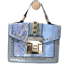 Load image into Gallery viewer, MariaKinz Fashion Bag: Square Crossbody/Shoulder with Top Handle Blue Bag MariaKinz