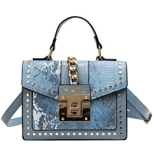 Load image into Gallery viewer, MariaKinz Fashion Bag: Square Crossbody/Shoulder with Top Handle Blue Bag MariaKinz