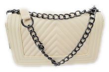 Load image into Gallery viewer, MariaKinz Faux Leather Off White Chevron Shoulder/Crossbody Quilted Bag and Purse MariaKinz