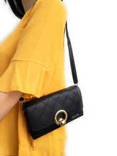 Load image into Gallery viewer, MariaKinz: Forever Synthetic Leather Clutch Purse with Crossbody/Shoulder Strap (Black) MariaKinz